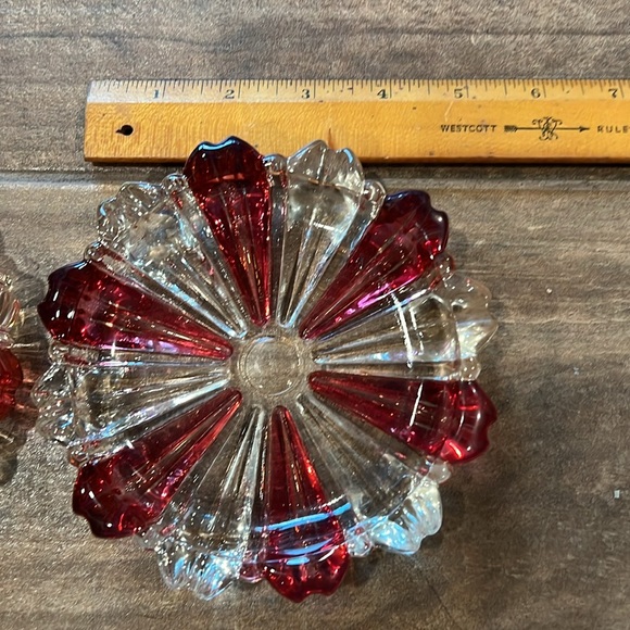 Vintage MCM cranberry  flash  glass nesting trinket bowls ashtrays - Picture 6 of 8
